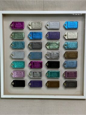 Coach Metallic Tag Assortment in Bright Magenta, Teal, Blue, Purple, Black